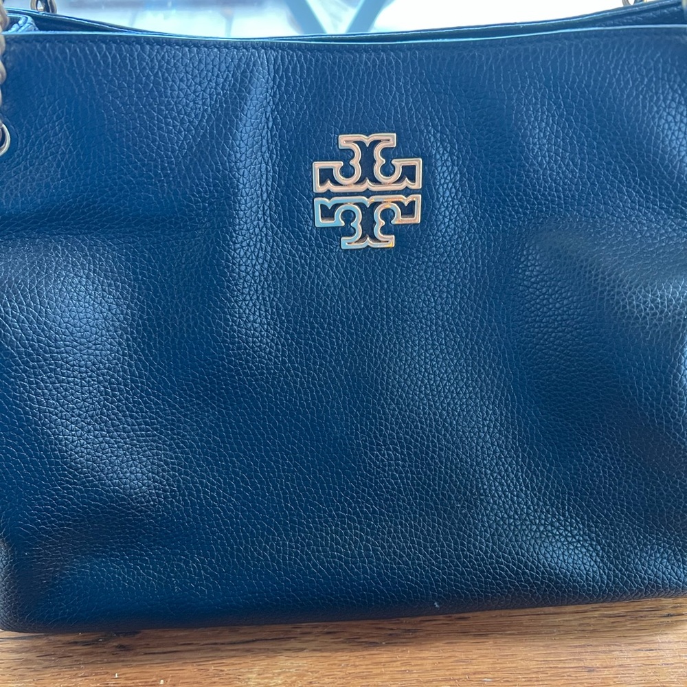 Tory Burch Black Shoulder Bag Pebbled Leather